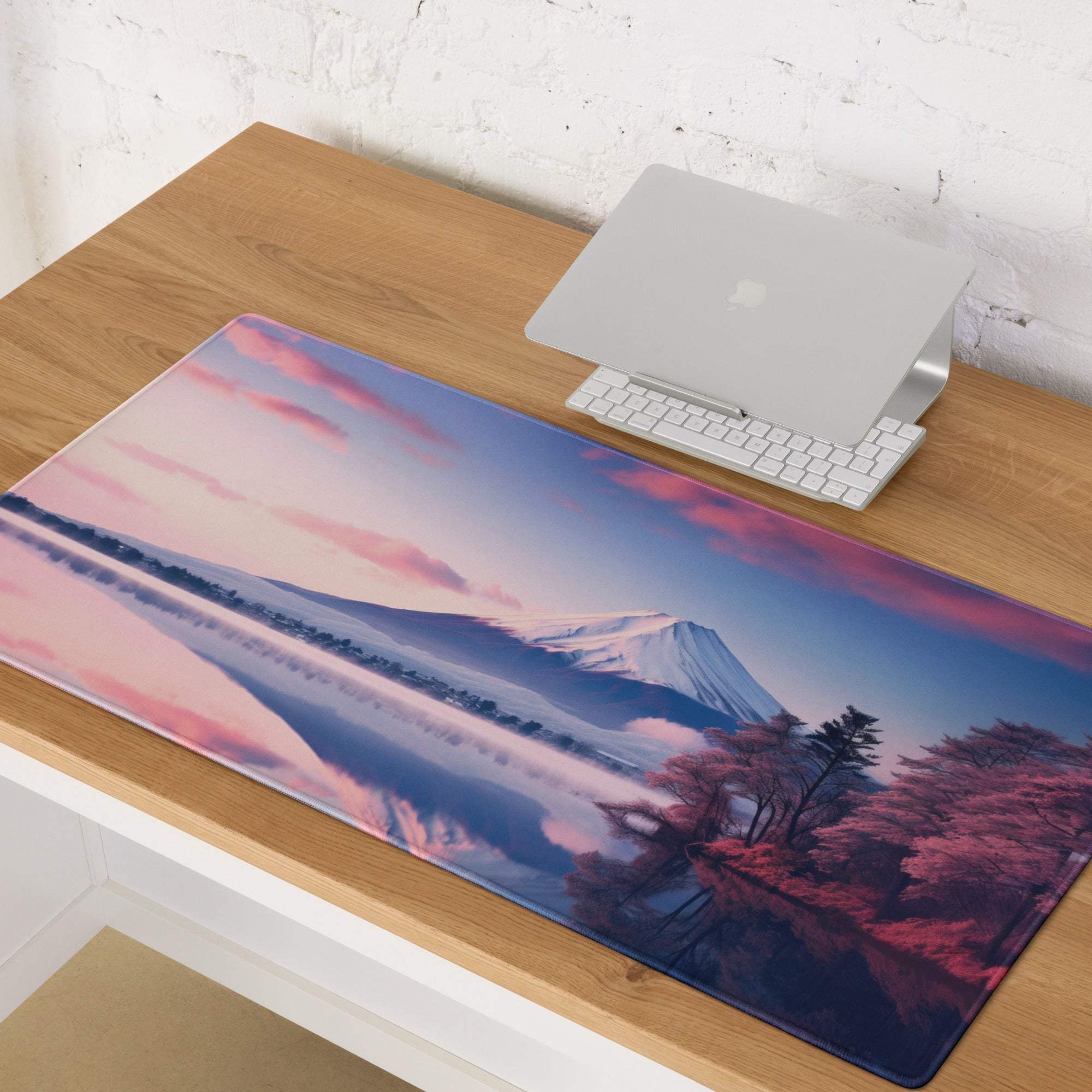 Dreamy Mount Fuji pink sunset ultra large non-slip gaming mouse pad