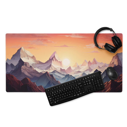 Vibrant mountain sunset gaming mouse pad with non-slip backing