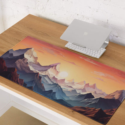 Vibrant mountain sunset gaming mouse pad with non-slip backing