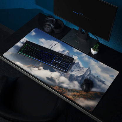 Epic Mountain Landscape gaming mouse pad with snow-capped peaks