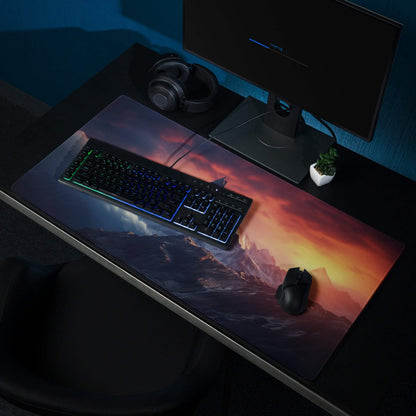 Epic Mountain Sunrise vibrant sunset over mountains gaming mouse pad