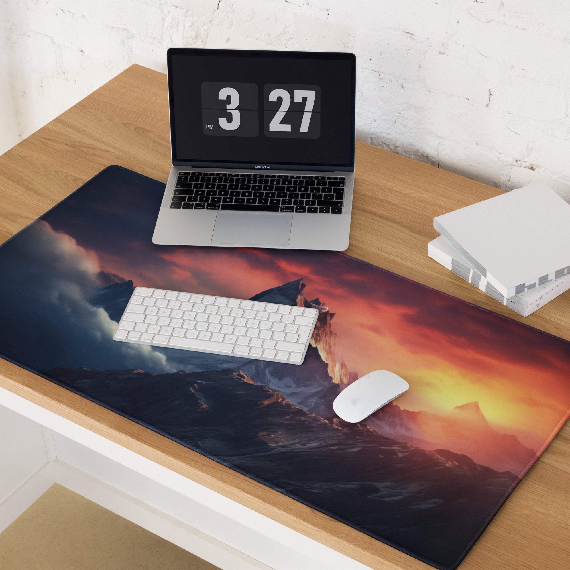 Epic Mountain Sunrise vibrant sunset over peaks on large non-slip gaming mouse pad