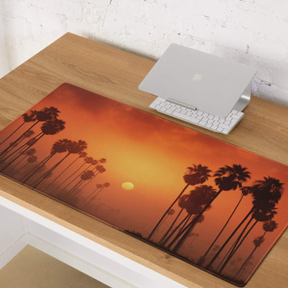 Vibrant sunset palm silhouettes gaming mouse pad with non-slip base