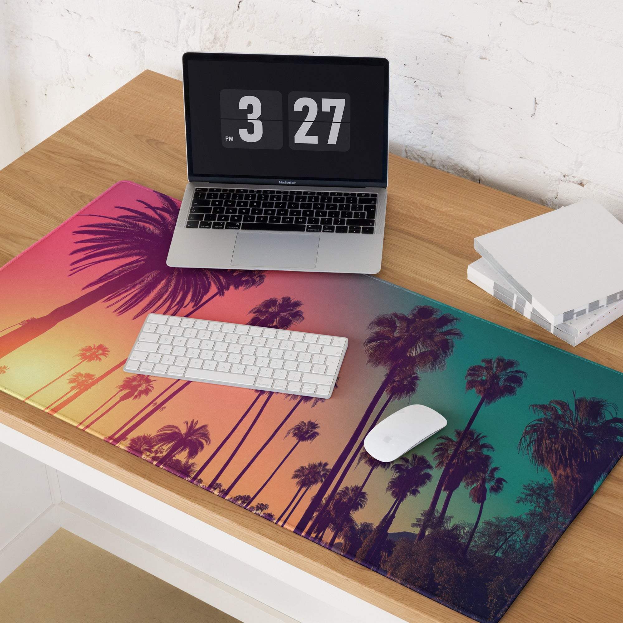 Vibrant tropical sunset palm trees gradient gaming mouse pad