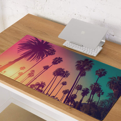 Vibrant tropical sunset palm trees gradient gaming mouse pad