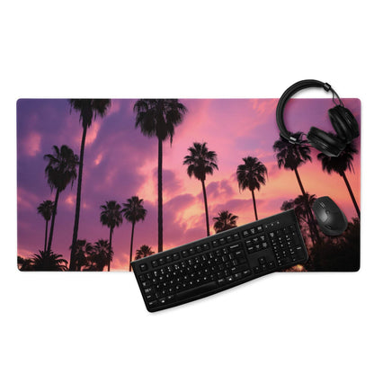 Large Sunset Palm Trees Gaming Mouse Pad with Non-Slip Backing