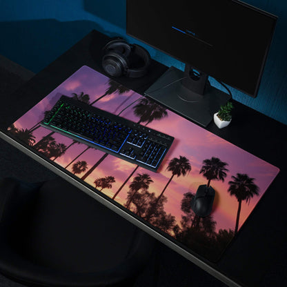 Large Sunset Palm Trees Gaming Mouse Pad with Non-Slip Backing