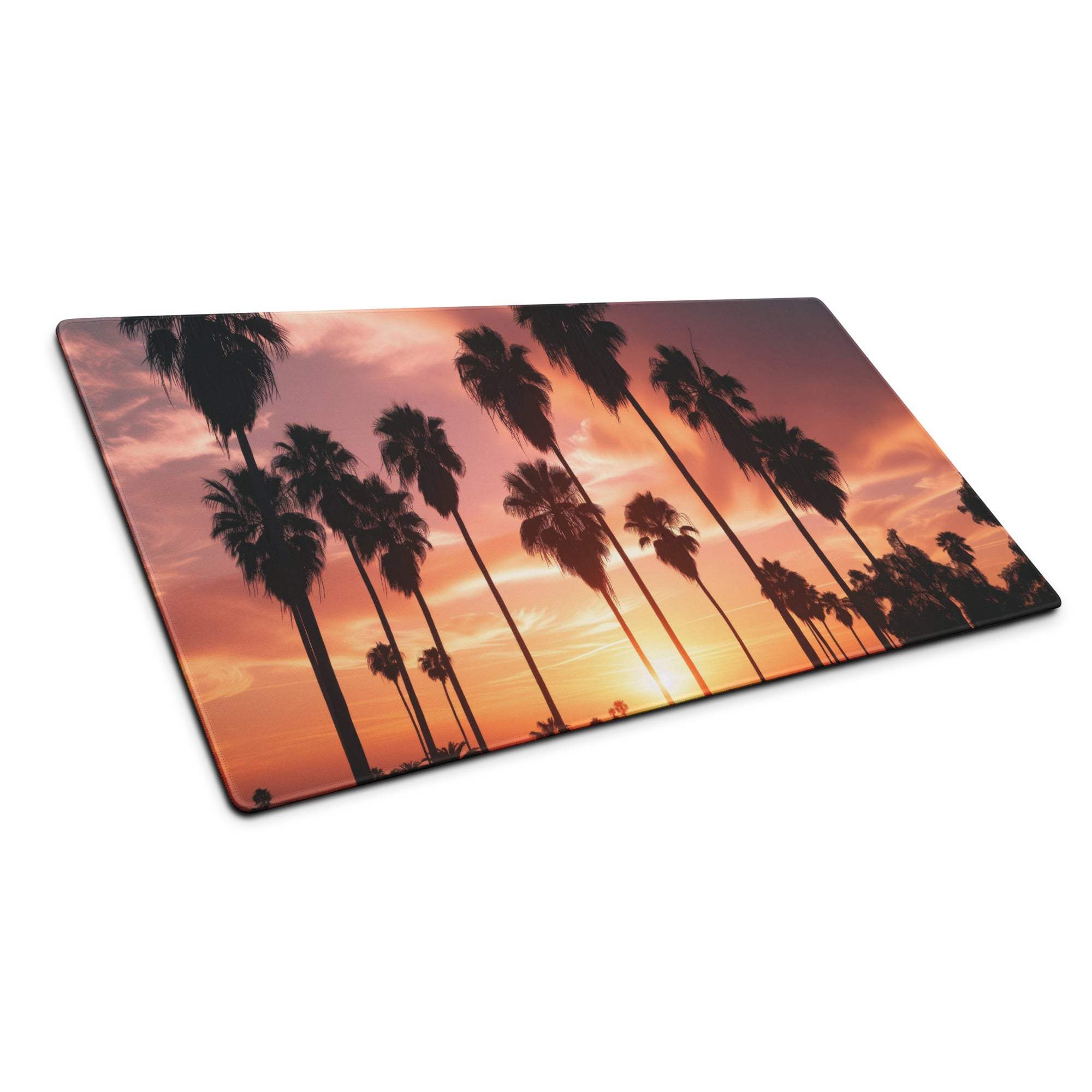 Sunset palm trees rectangular cutting board on large gaming mouse pad