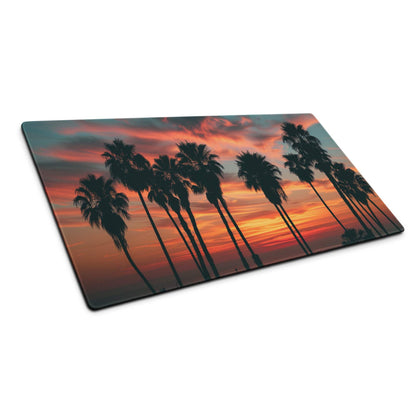 Epic sunset palm tree gaming mouse pad with non-slip base
