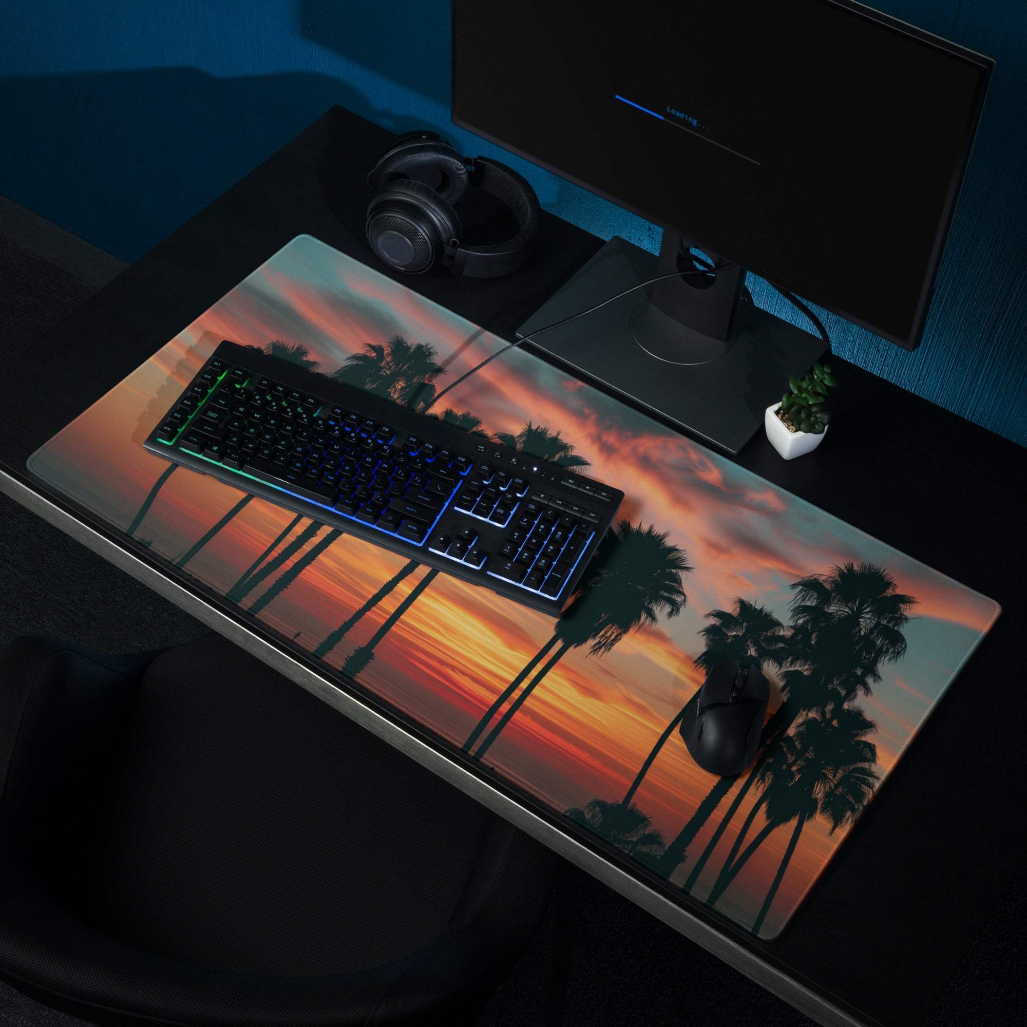Epic Sunset Palm Tree Gaming Mouse Pad with Non-Slip Base