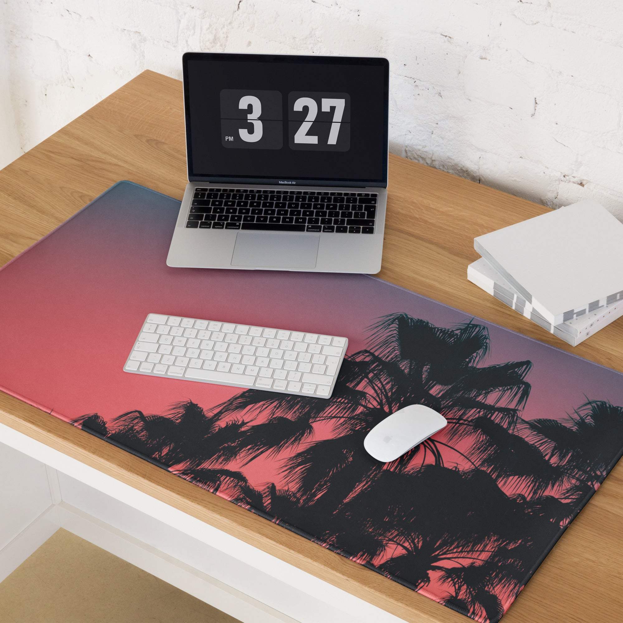 Vibrant palm trees sunset large gaming mouse pad with gradient design