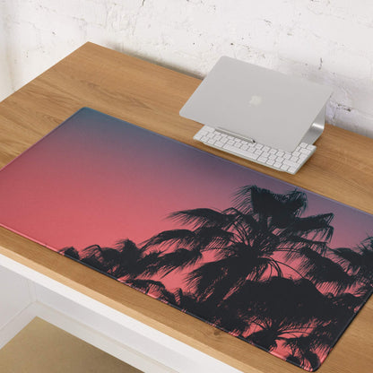 Vibrant palm trees sunset large gaming mouse pad with gradient sky