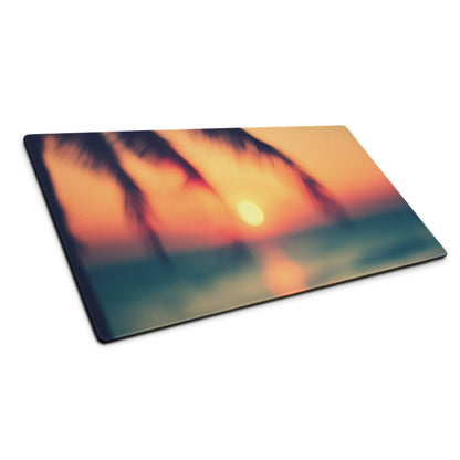 Sunset palm tree rectangular cutting board in orange yellow teal hues