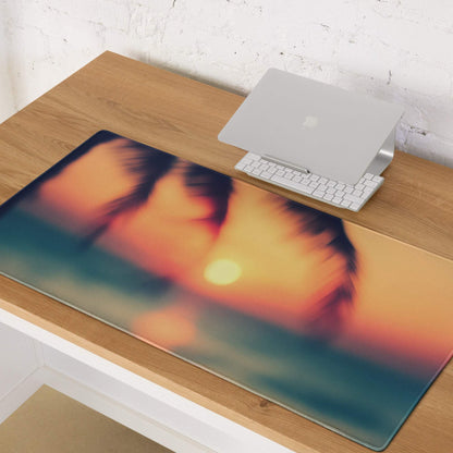 Sunset warm large gaming mouse pad with blurred sunset over water