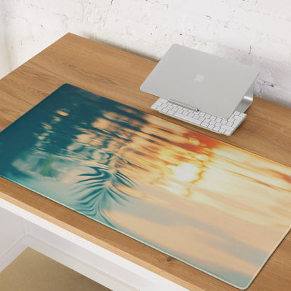 Ocean Sunset gaming mouse pad with large size, non-slip base, vibrant tropical sunset design