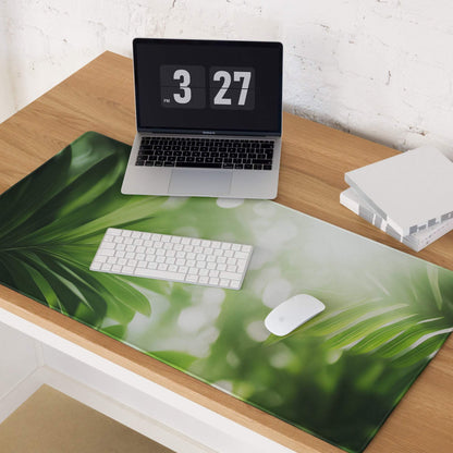 Green tropical leaf desk mat for pro gamers large non-slip mouse pad