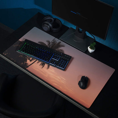 Relaxed Sunset Palm Tree large non-slip gaming mouse pad with smooth texture