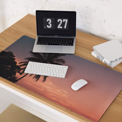 Relaxed Sunset Palm Tree large non-slip gaming mouse pad with tropical gradient scene