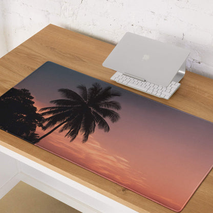 Relaxed Sunset Palm Tree large non-slip gaming mouse pad with vibrant gradient