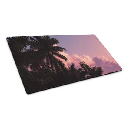 Rectangular glass cutting board with tropical sunset palm print