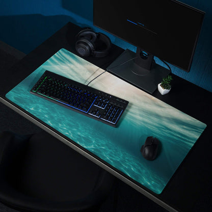 Large underwater ocean wave gaming mouse pad with non-slip surface