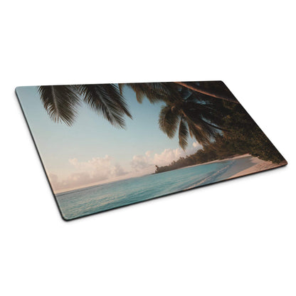 Relaxing tropical beach mouse pad with glass-like cutting board scene