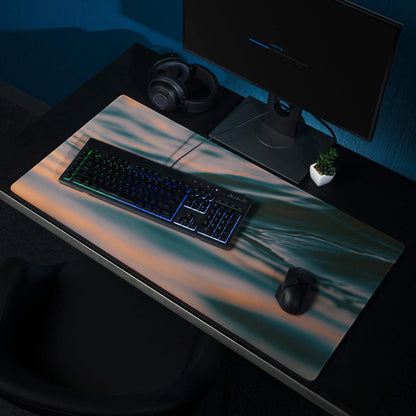 Premium Ocean Sunset large gaming mouse pad with teal orange gradients