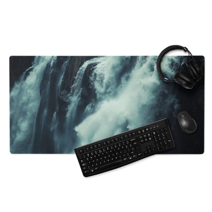 Cinematic Waterfall moody teal non-slip large gaming mouse pad
