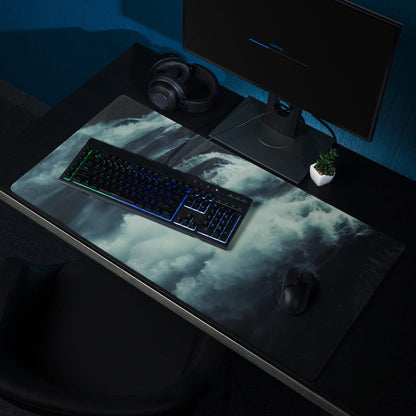 Cinematic moody teal stormy clouds non-slip gaming mouse pad