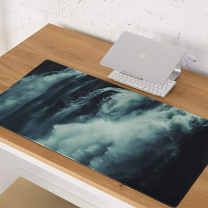 Cinematic moody teal ocean wave non-slip gaming mouse pad
