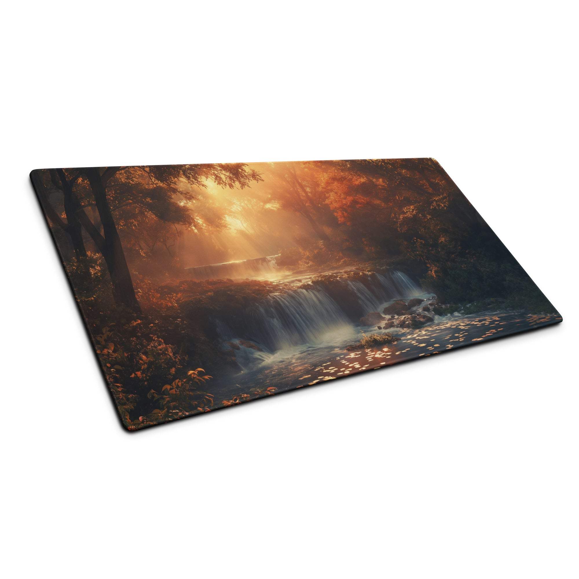 Autumn sunset forest waterfall rectangular glass cutting board
