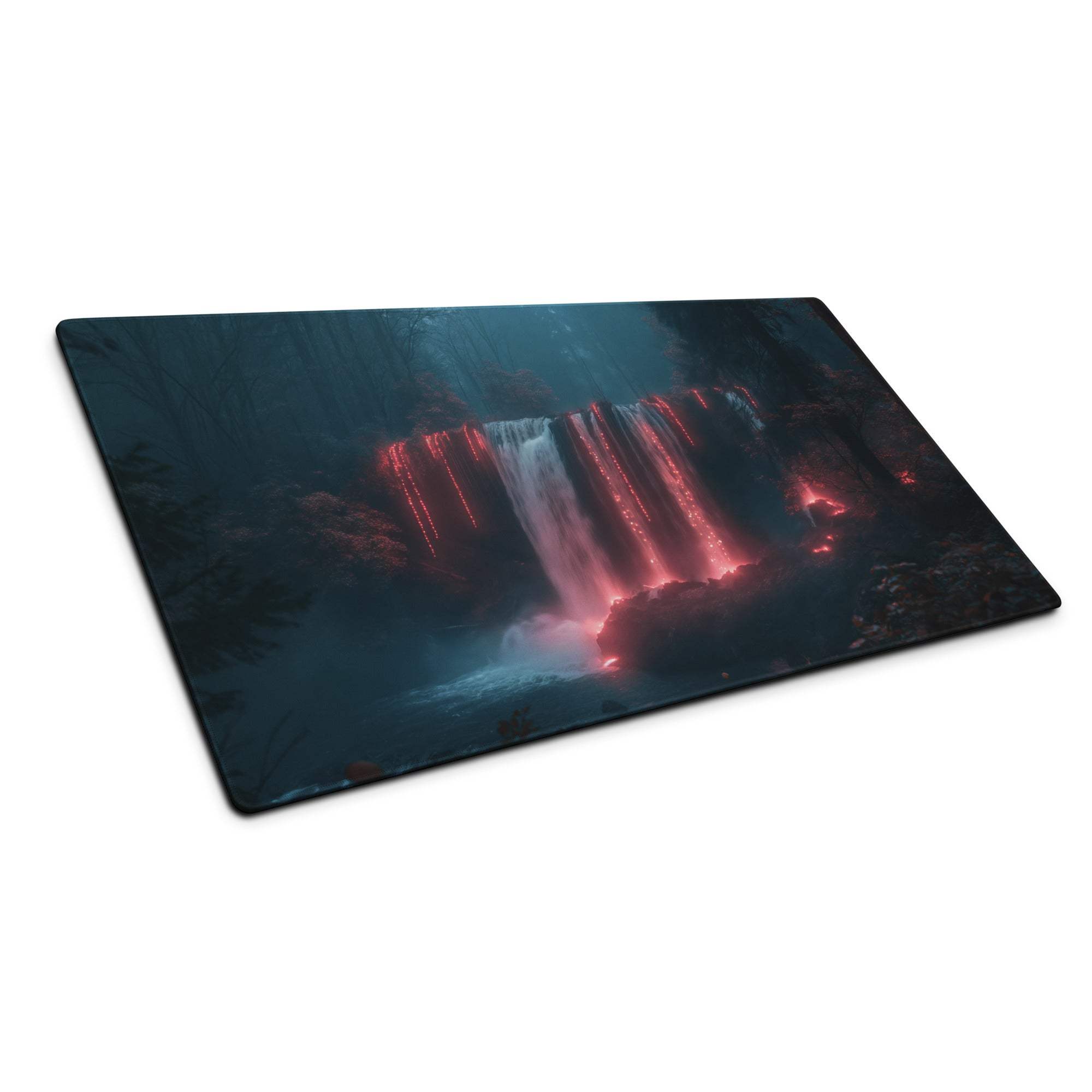 Premium large gaming mouse pad with dark neon waterfall design