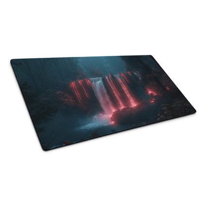 Premium large gaming mouse pad with dark neon waterfall design