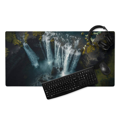 Moody waterfall gaming mouse pad with large non-slip base
