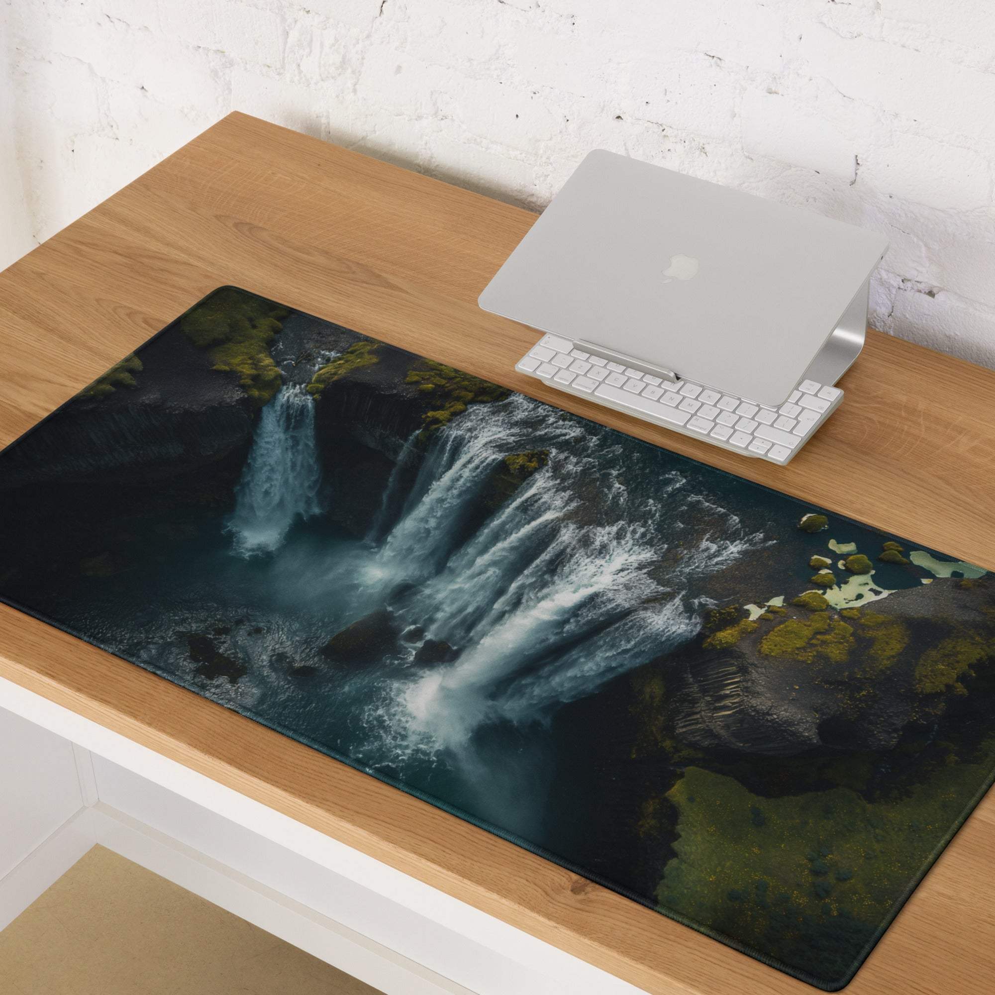 Moody waterfall gaming mouse pad with large non-slip surface
