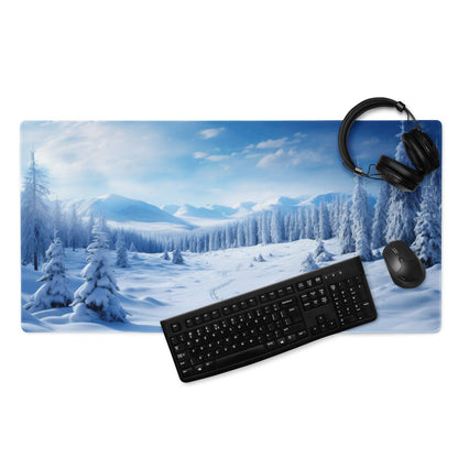 Epic Winter Blue Snow Landscape gaming mouse pad with large non-slip surface