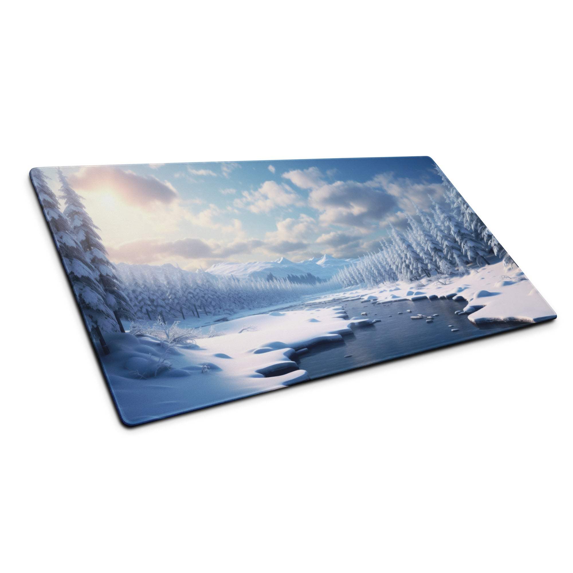 Winter Serenity snowy landscape rectangular glass cutting board