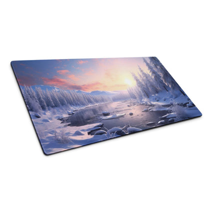 Epic blue winter sunrise landscape on large rectangular glass cutting board