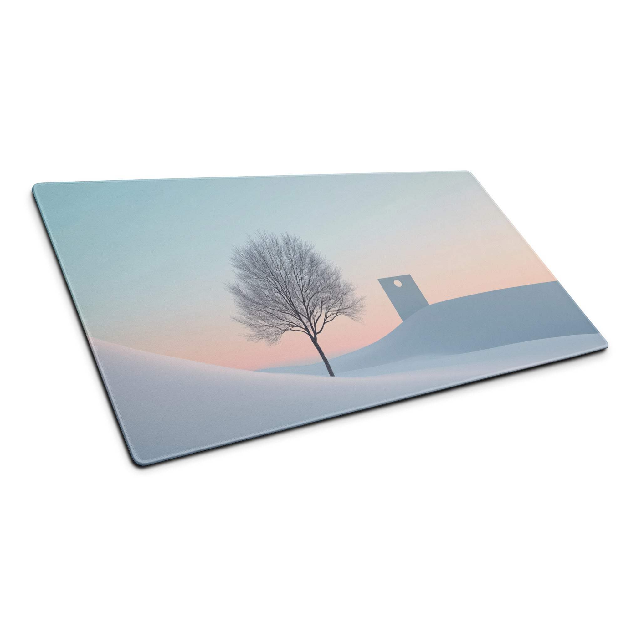 Pastel winter landscape glass cutting board with tree and steeple