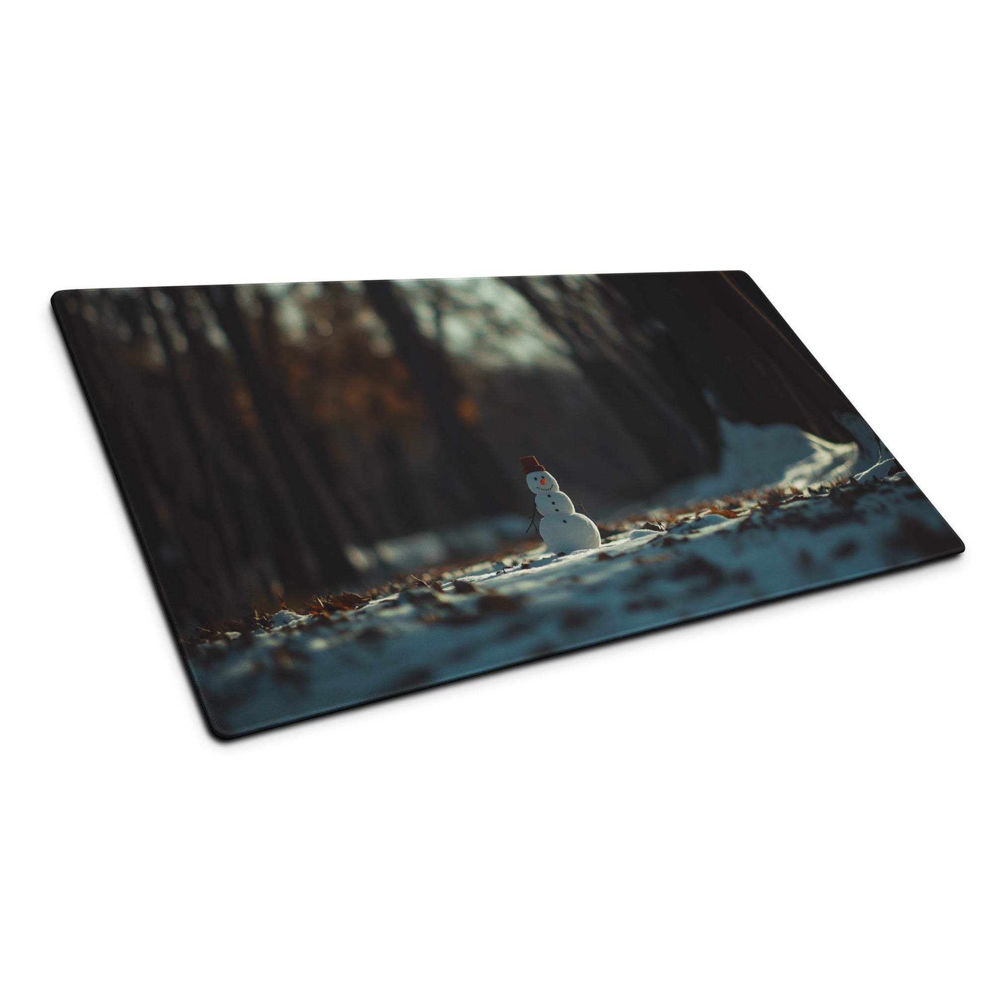 Winter Forest Serenity snowman on rectangular glass cutting board