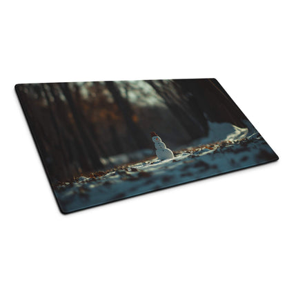 Winter Forest Serenity snowman on rectangular glass cutting board