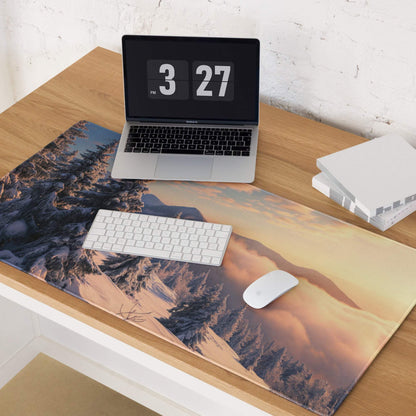 Epic Snowy Mountain Sunset Landscape Large Gaming Mouse Pad