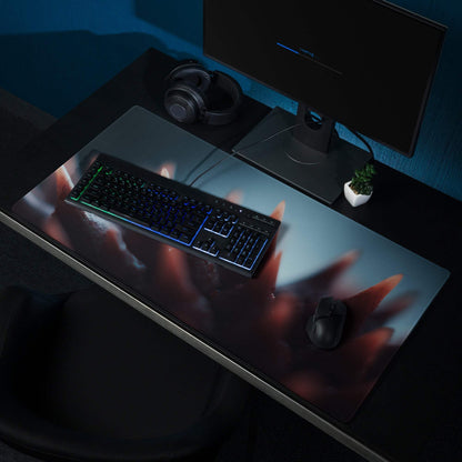 Black gaming mousepad with fiery red orange claw design