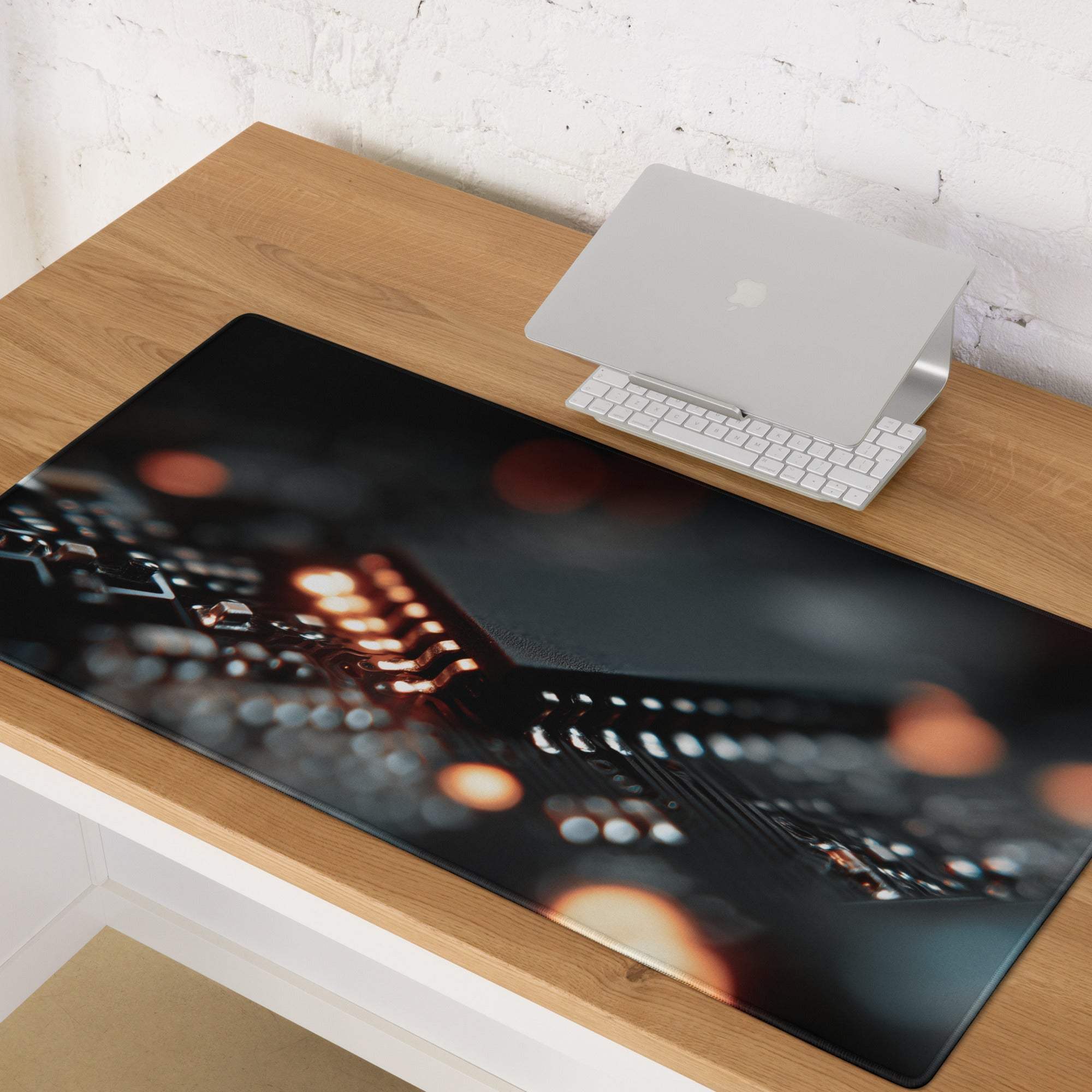 Premium large dark gaming mouse pad with vibrant cityscape lights