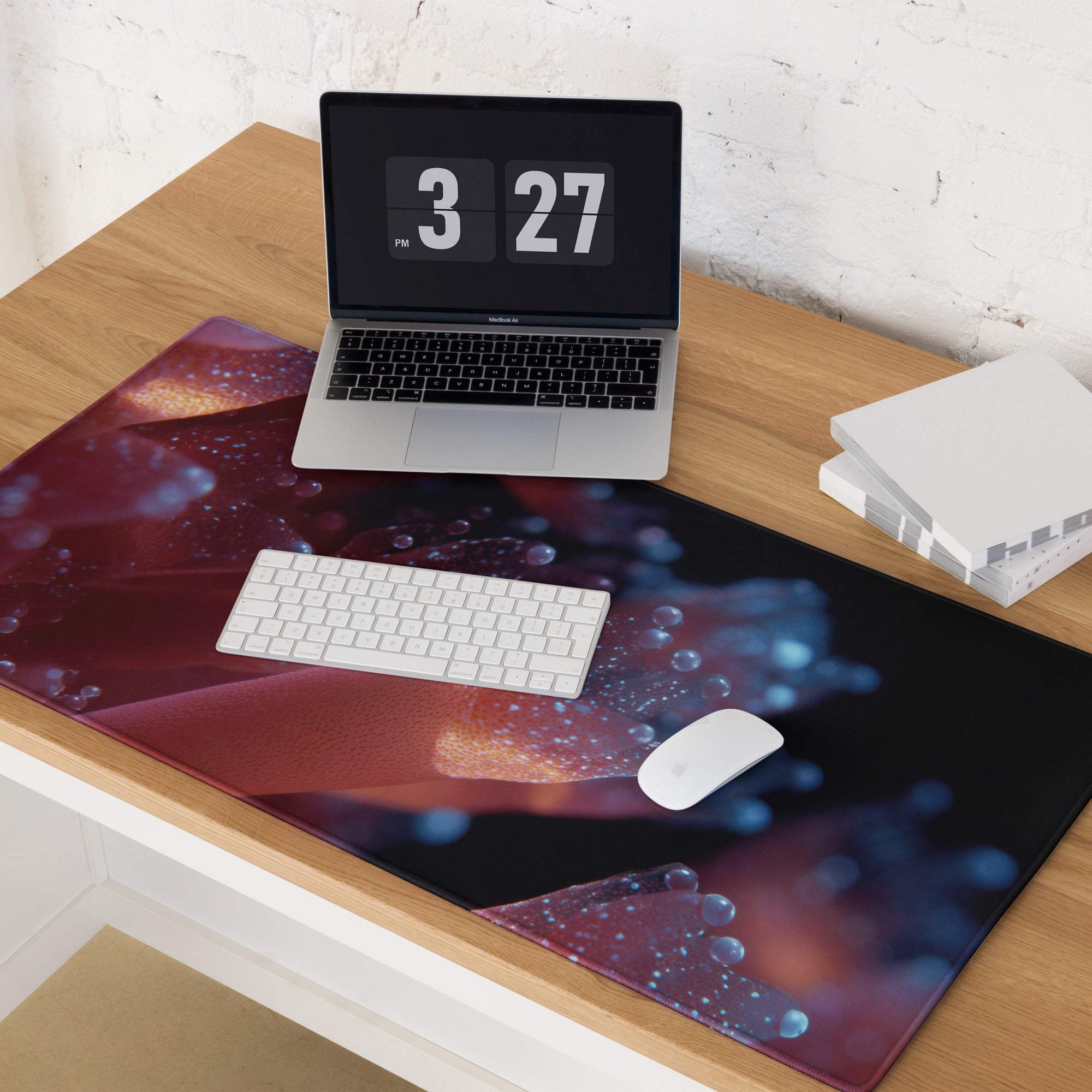 Neon Nebula large non-slip edge stitched red blue gaming mouse pad