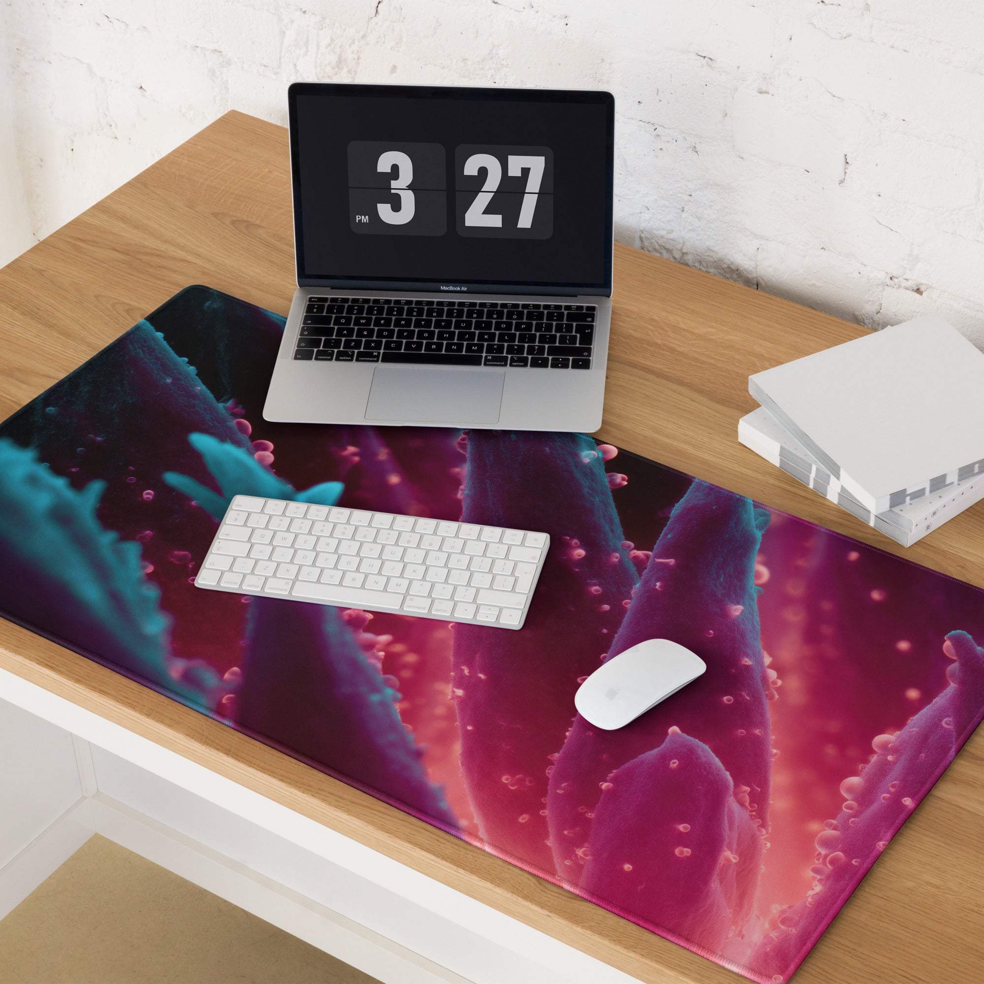 Vibrant cosmic gaming mouse pad with nebula patterns and non-slip base