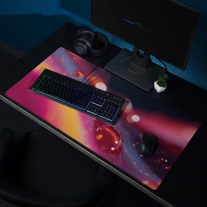 Vivid neon gradient gaming mouse pad with cosmic nebula design