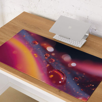 Vivid neon gradient gaming mouse pad with cosmic swirls and non-slip base