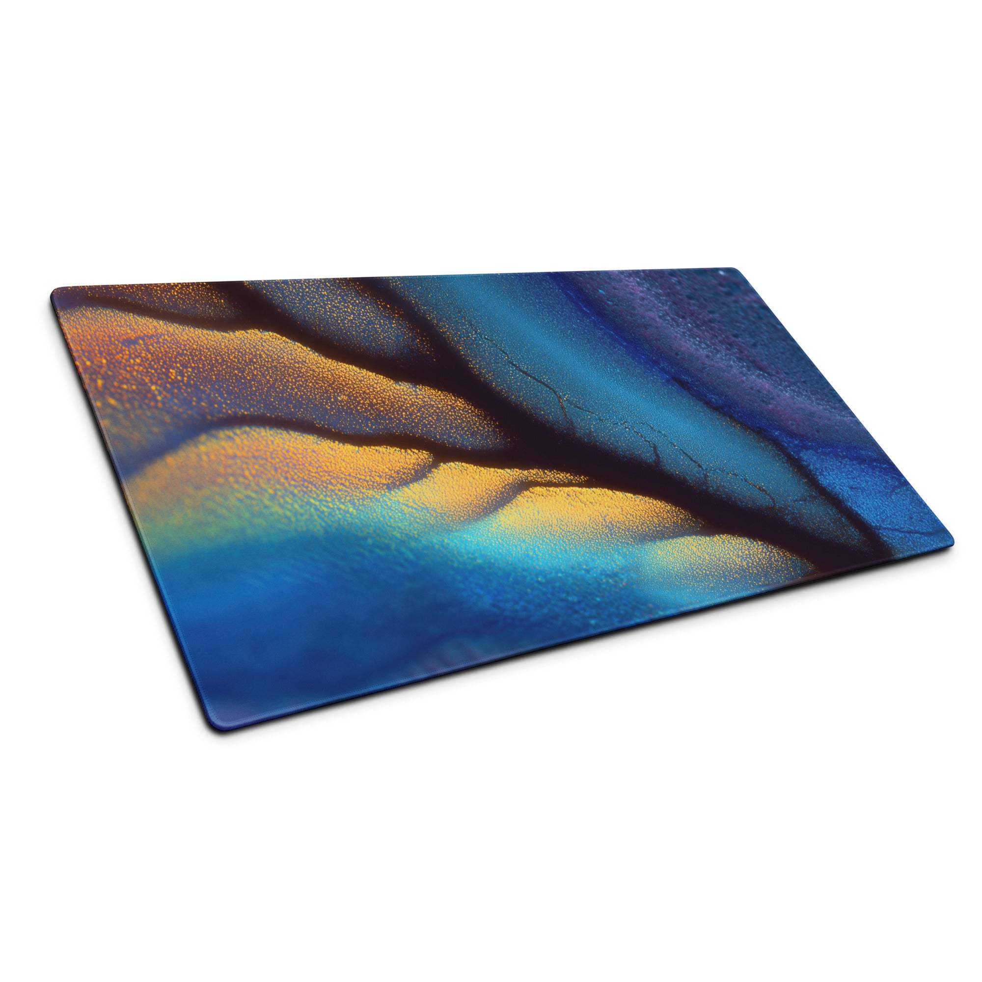 Premium abstract aurora iridescent ocean blue gold glass cutting board