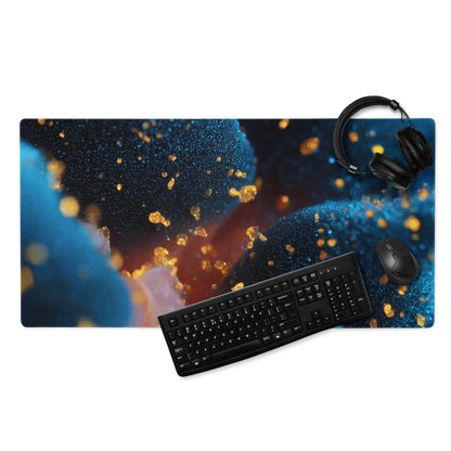 Sleek large non-slip Ocean Blue Nebula gaming mouse pad with cosmic design